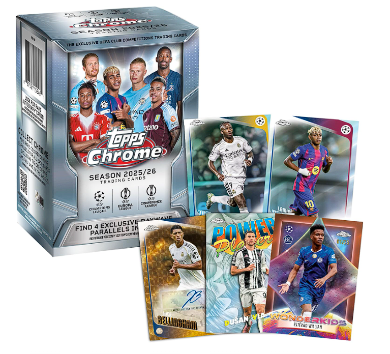 Box de 7 sobres 2025-26 Topps Chrome UEFA Club